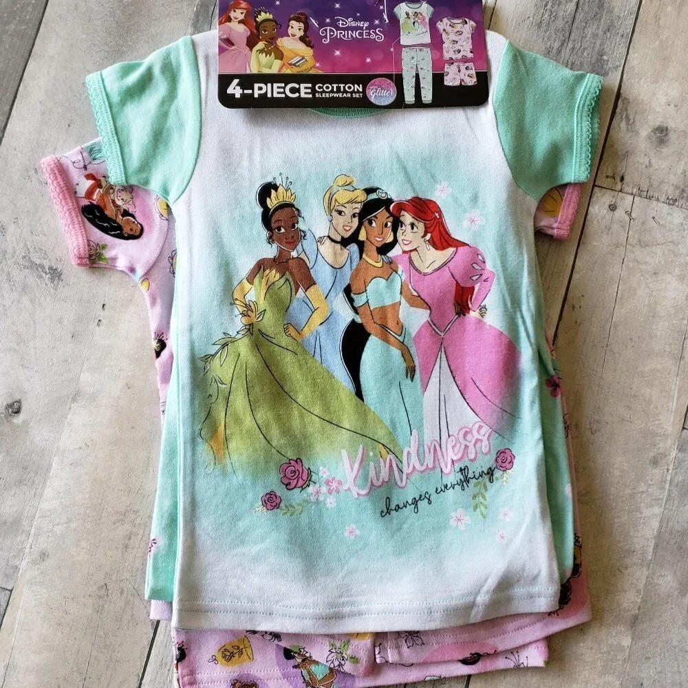 NWT - Disney Princess Kids' 4-piece Cotton Pajamas - Size 3T